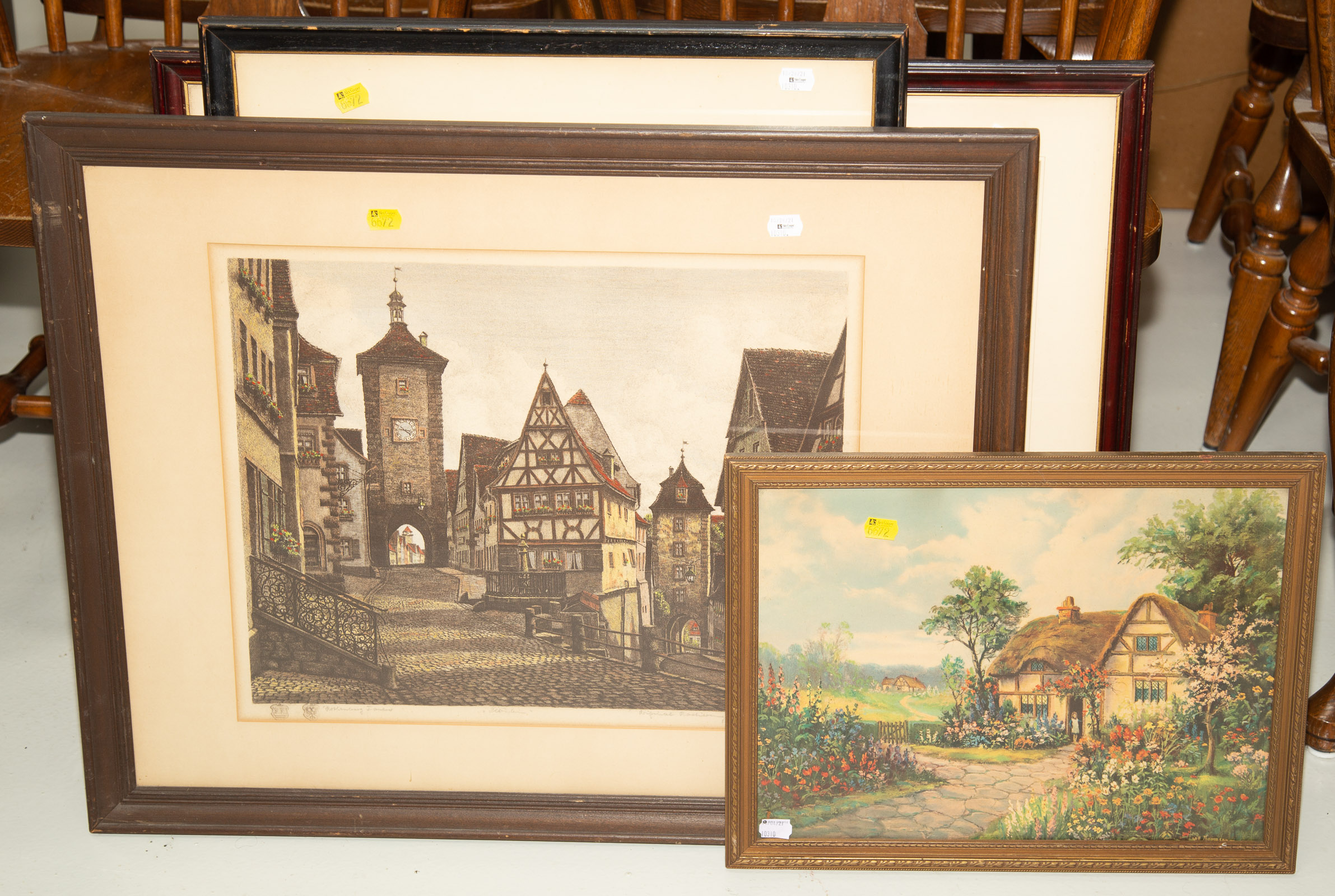 FIVE FRAMED ASSORTED PRINTS