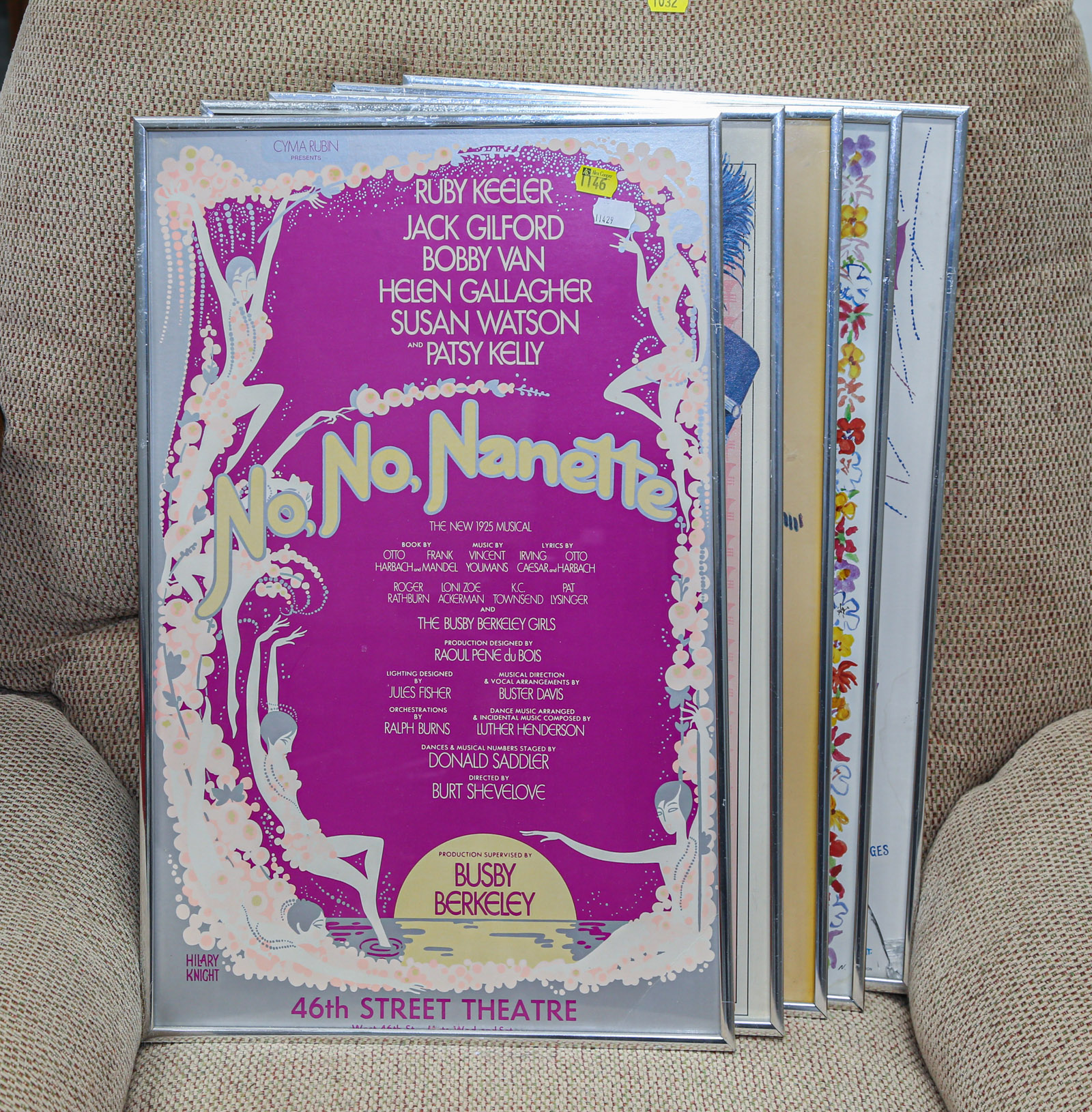 FIVE FRAMED BROADWAY POSTERS "No