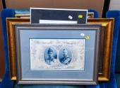 FIVE FRAMED ITEMS Including a