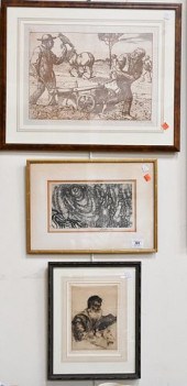 FIVE FRAMED PIECES, TO INCLUDE