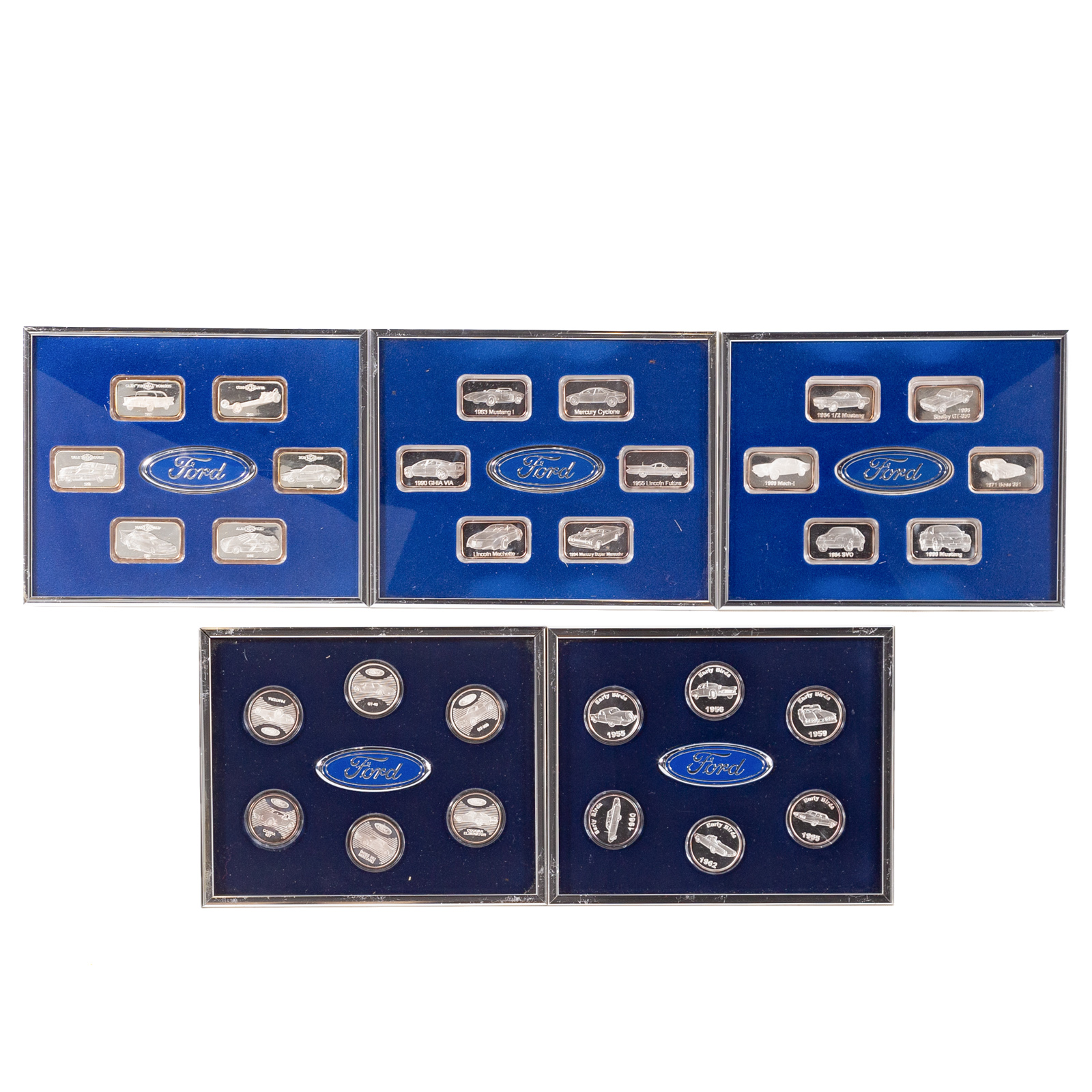 FIVE FRAMED SETS OF FORD CLASSIC