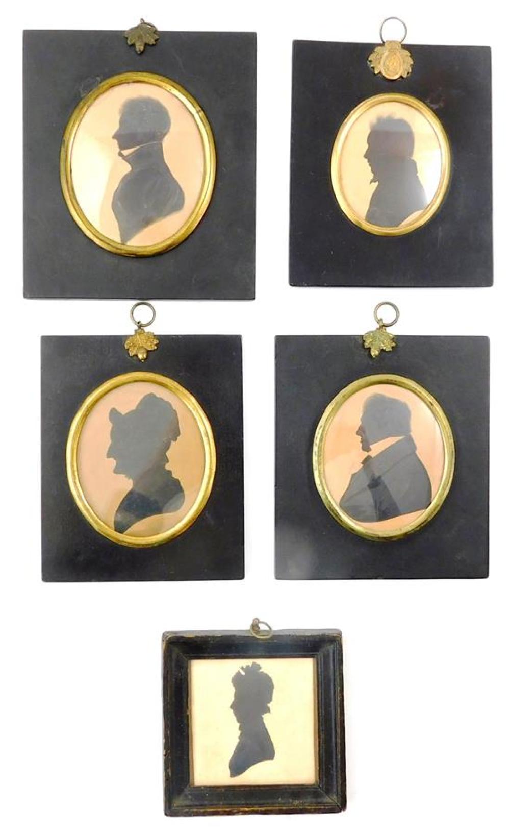 FIVE FRAMED SILHOUETTES, 19TH/