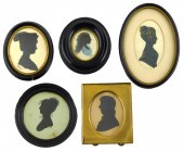 FIVE FRAMED SILHOUETTES, INCLU