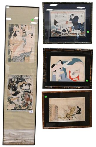 FIVE FRAMED WOODBLOCK PRINTS OF