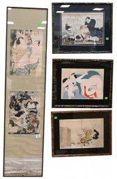 FIVE FRAMED WOODBLOCK PRINTS O