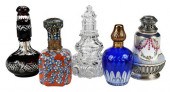 FIVE FRENCH GLASS AND PORCELAI