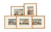 FIVE FRENCH HAND COLORED PRINT