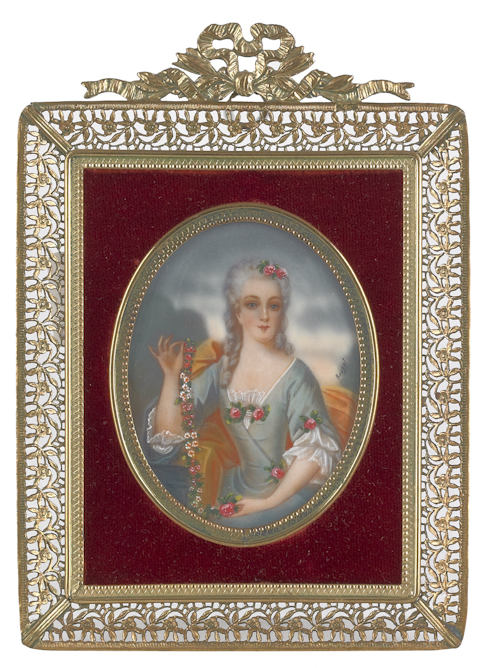 Five French miniature watercolor
