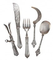 FIVE FRENCH SILVER SERVING PIE