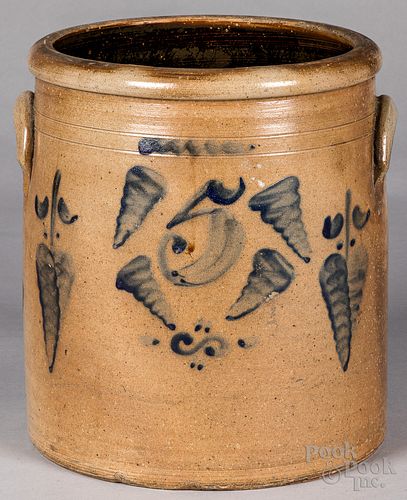 FIVE GALLON STONEWARE CROCK, 19TH