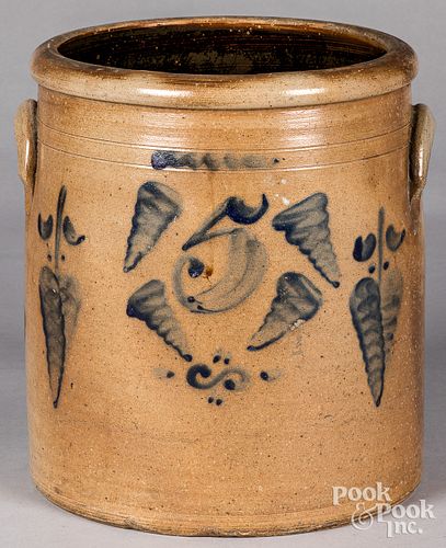 FIVE GALLON STONEWARE CROCK, 19TH