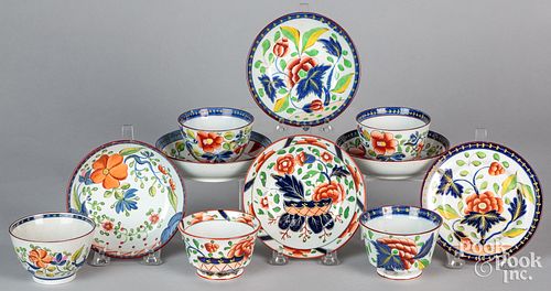 FIVE GAUDY DUTCH PORCELAIN CUPS AND