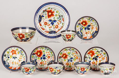 FIVE GAUDY DUTCH SINGLE ROSE CUPS