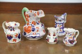 FIVE GAUDY IRONSTONE CHINA PIT