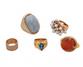 FIVE GEM-SET RINGSFive gem-set