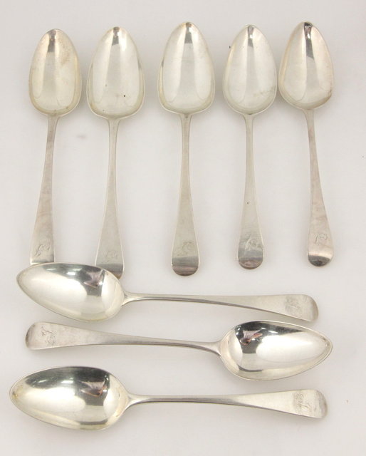 Five George III old English pattern