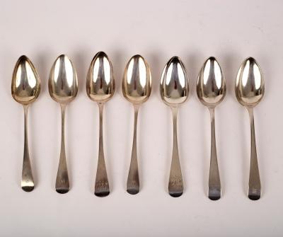 Five George III silver tablespoons,