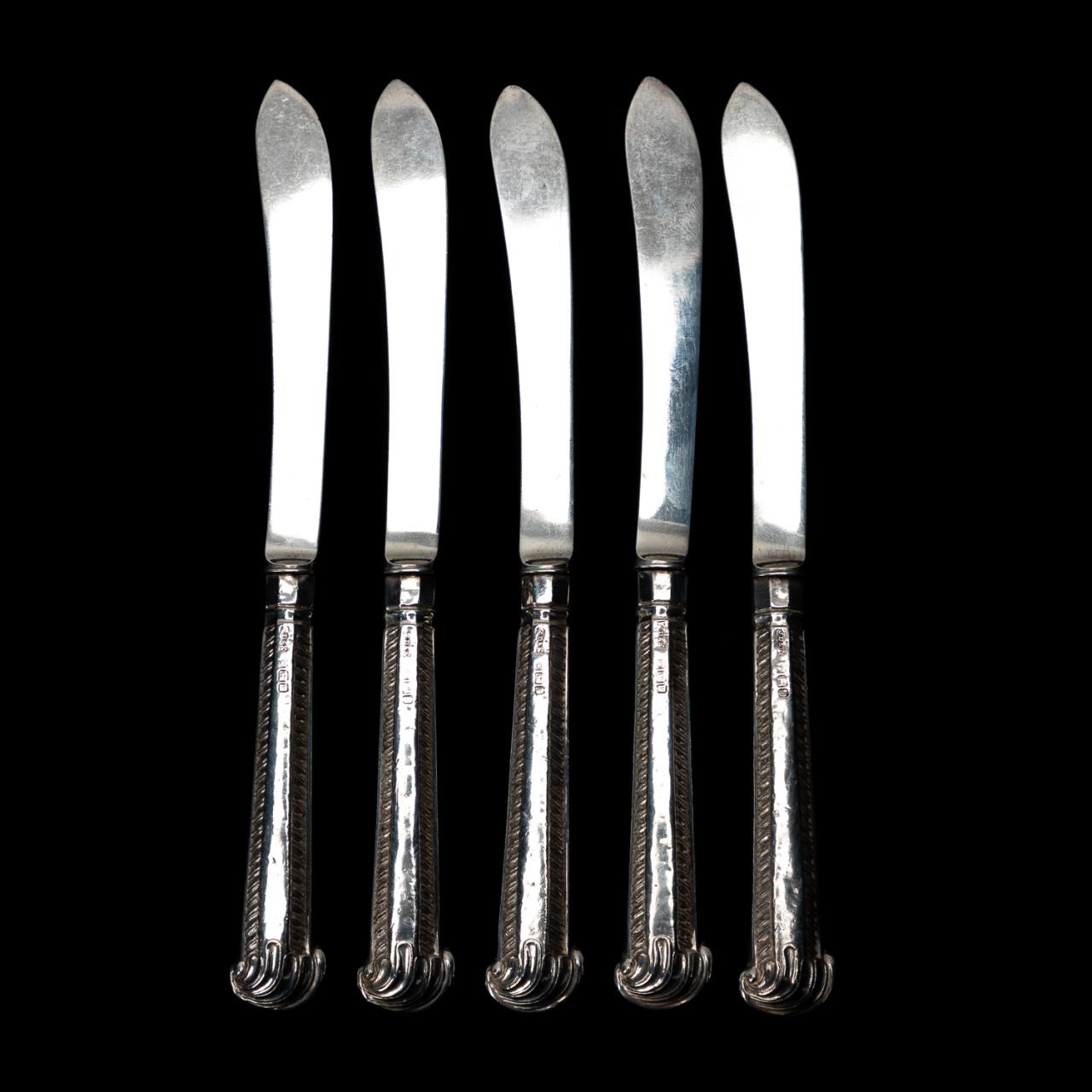FIVE GEORGE V STERLING SILVER FRUIT