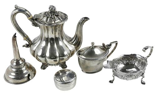 FIVE GEORGIAN ENGLISH SILVER
