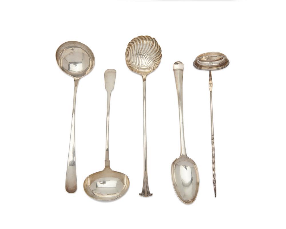 FIVE GEORGIAN SILVER SERVING