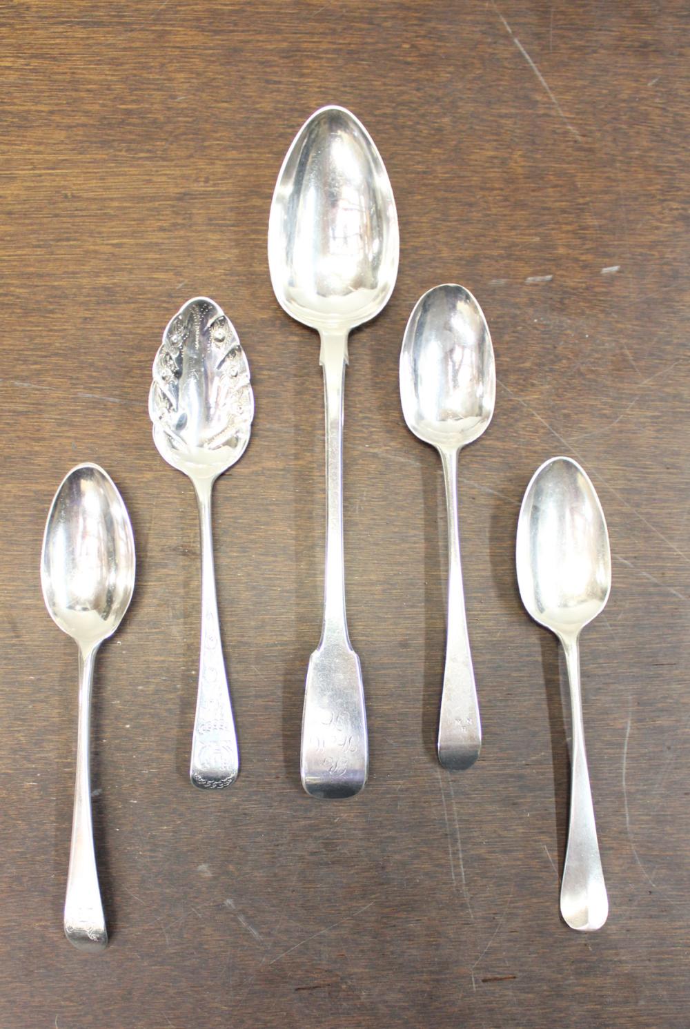 FIVE GEORGIAN STERLING SILVER