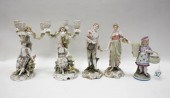 FIVE GERMAN FIGURAL PORCELAINS