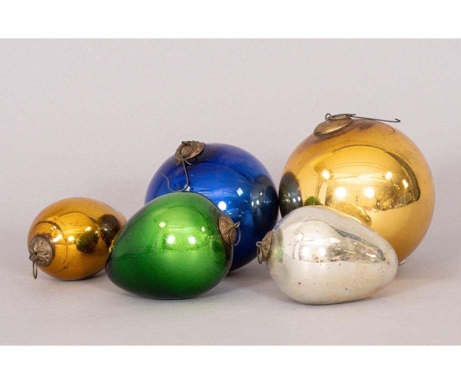 Five German glass kugels