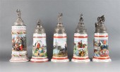 Five German pewter-mounted lit