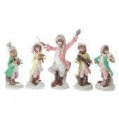 FIVE GERMAN PORCELAIN MONKEY M