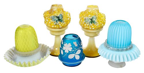 FIVE GLASS FAIRY LAMPScomprising: