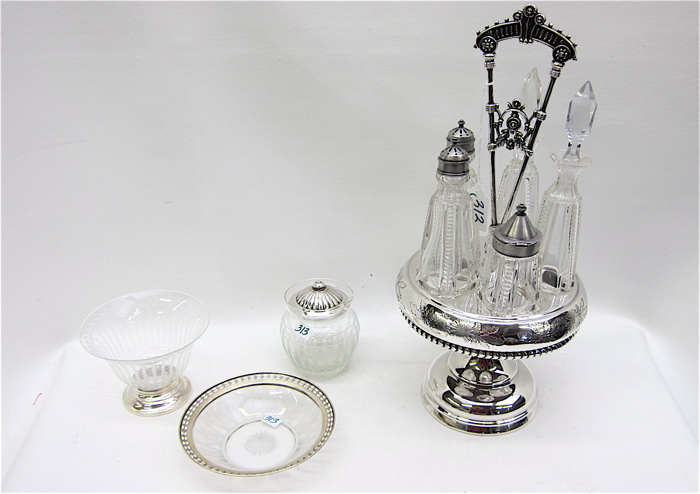 FIVE GLASS & SILVER TABLEWARE