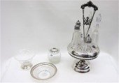 FIVE GLASS & SILVER TABLEWARE