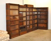 FIVE GLOBE-WERNICKE OAK BOOKCA