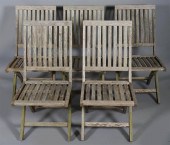 FIVE GLOSTER FOLDING TEAK PATI