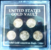 FIVE GOLD $5 AMERICAN EAGLE BU