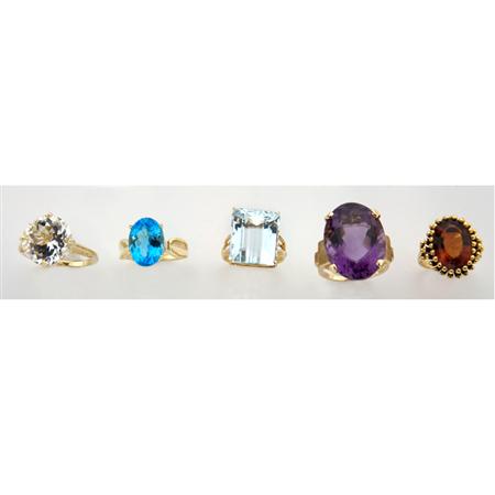 Five Gold and Stone Rings 	 