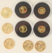 FIVE GOLD EAGLES, 1/4 OZ. EACH