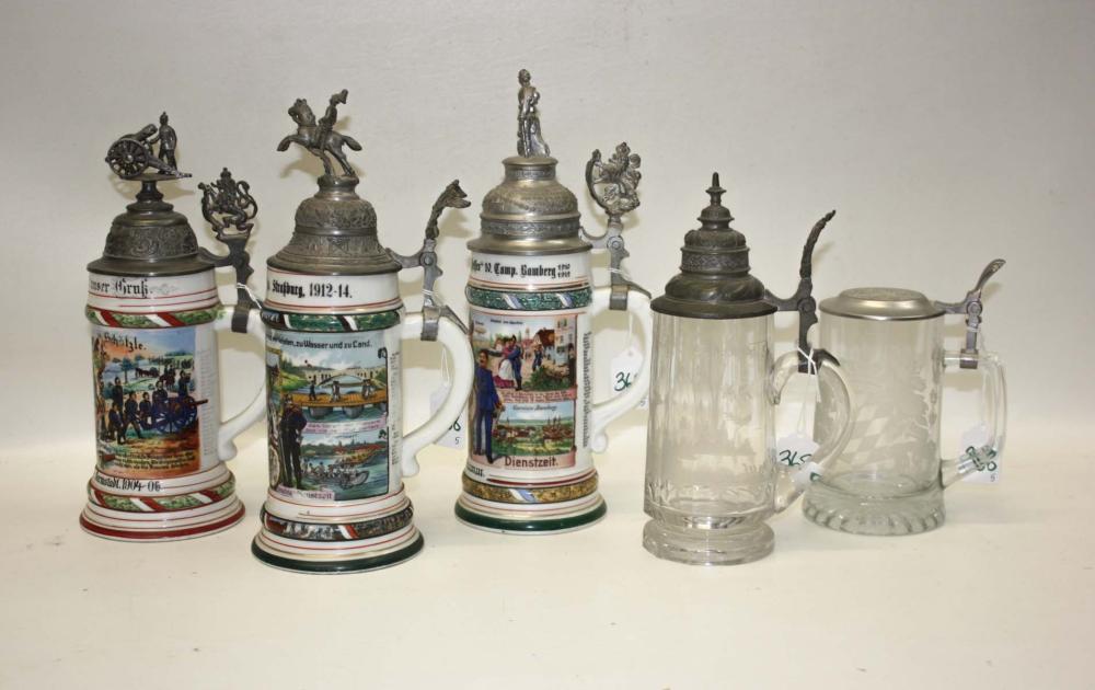 FIVE HALF LITER GERMAN STEINSFIVE