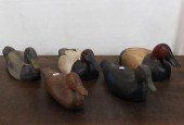 FIVE HAND CARVED CANVASBACK DU