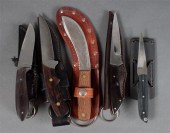 Five hand-crafted hunting kniv
