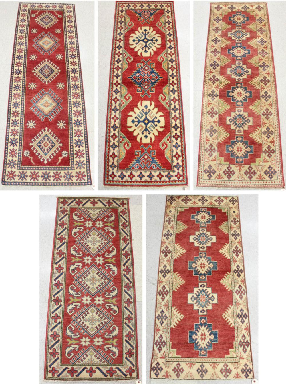 FIVE HAND KNOTTED ORIENTAL AREA