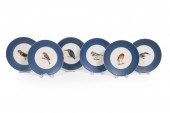 FIVE HAND-PAINTED BIRD PLATES