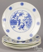 FIVE HARD PASTE PORCELAIN PLAT