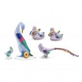 FIVE HEREND BARNYARD FOWL FIGU