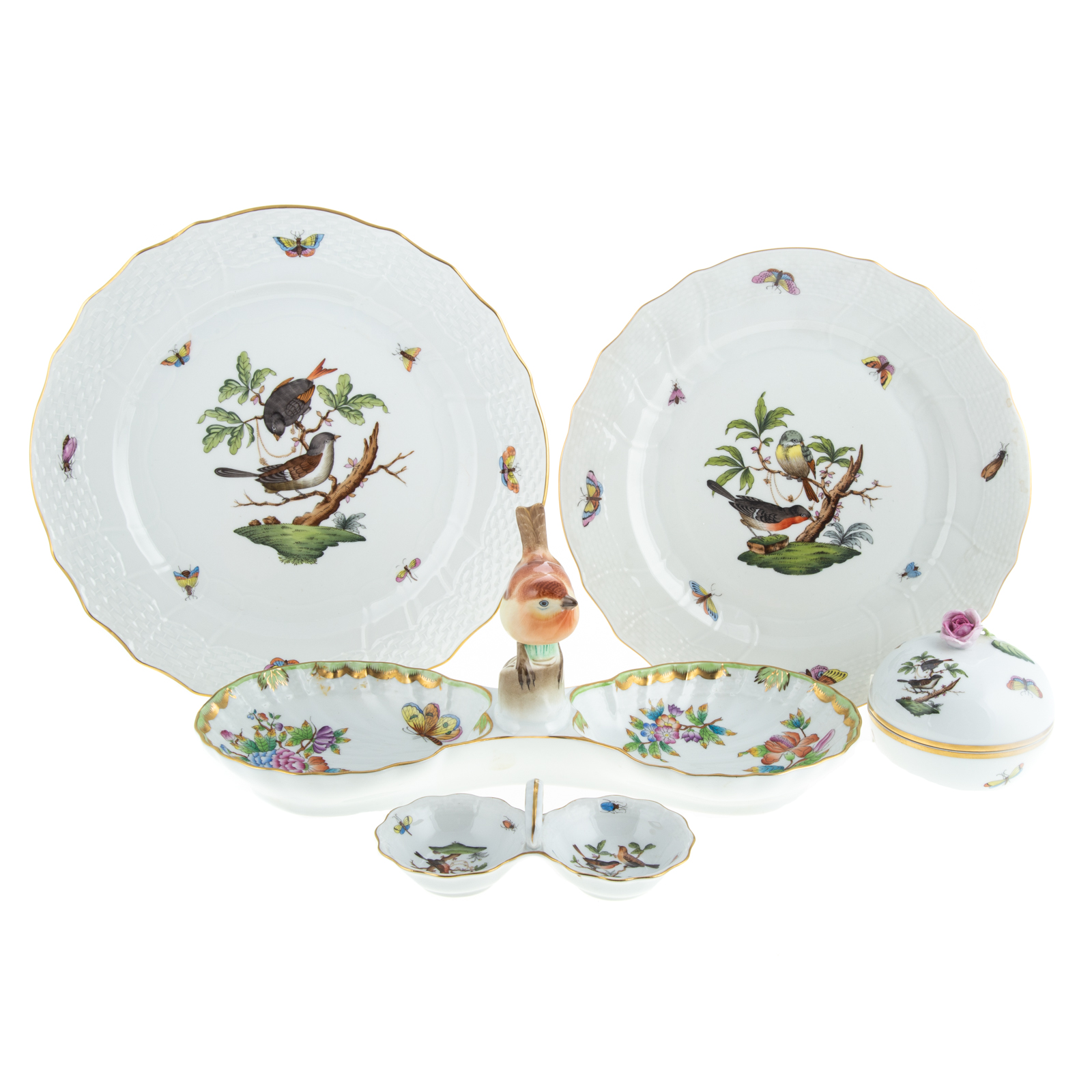 FIVE HEREND CHINA ARTICLES Includes