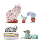 FIVE HEREND FISHNET ANIMALS<br