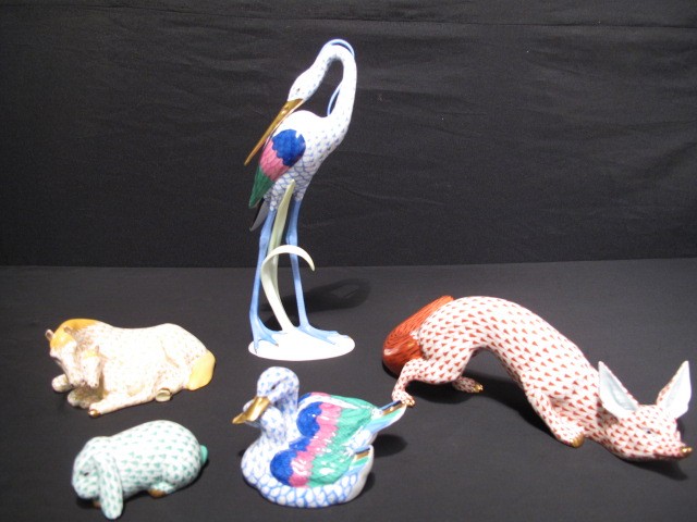 Five Herend porcelain figures