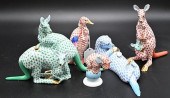 FIVE HEREND PORCELAIN FIGURES,