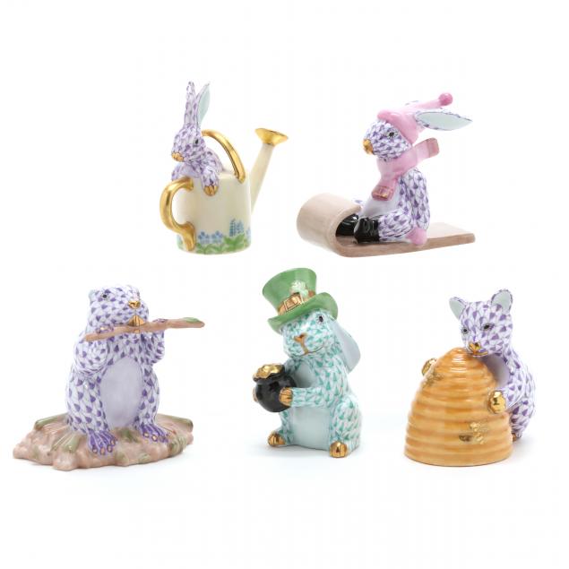 FIVE HEREND PORCELAIN WHIMSICAL