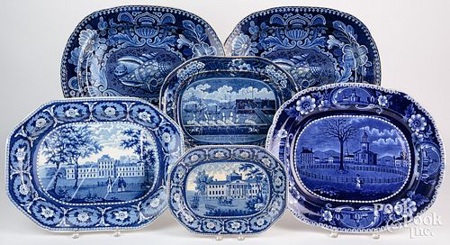 FIVE HISTORIC BLUE STAFFORDSHIRE